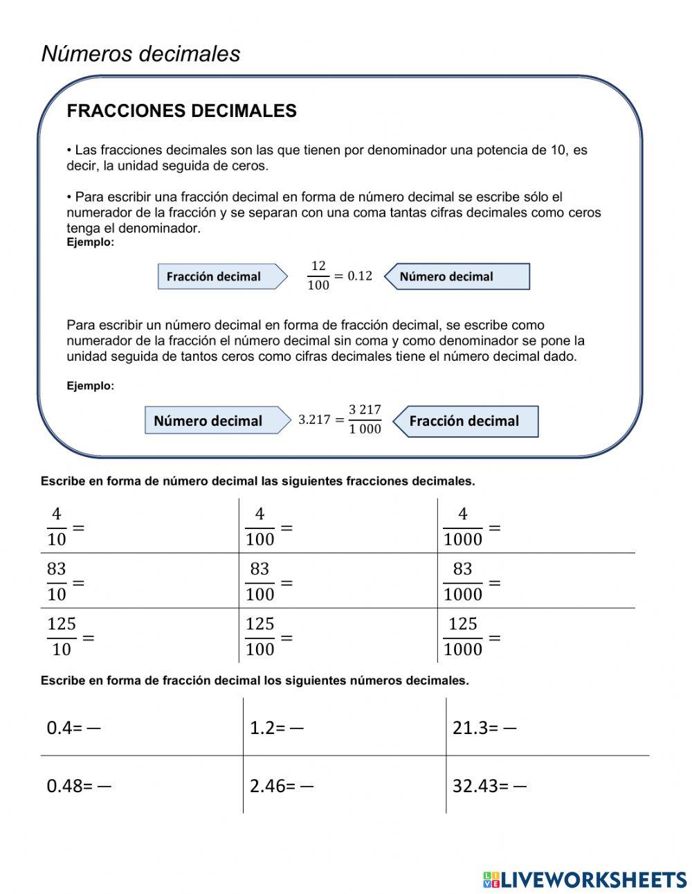Fracciones decimales