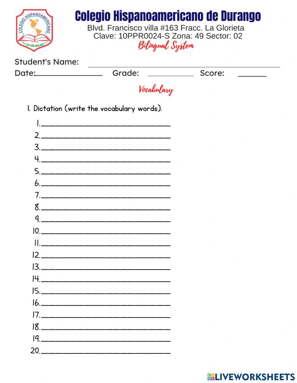 Vocabulary food and drinks