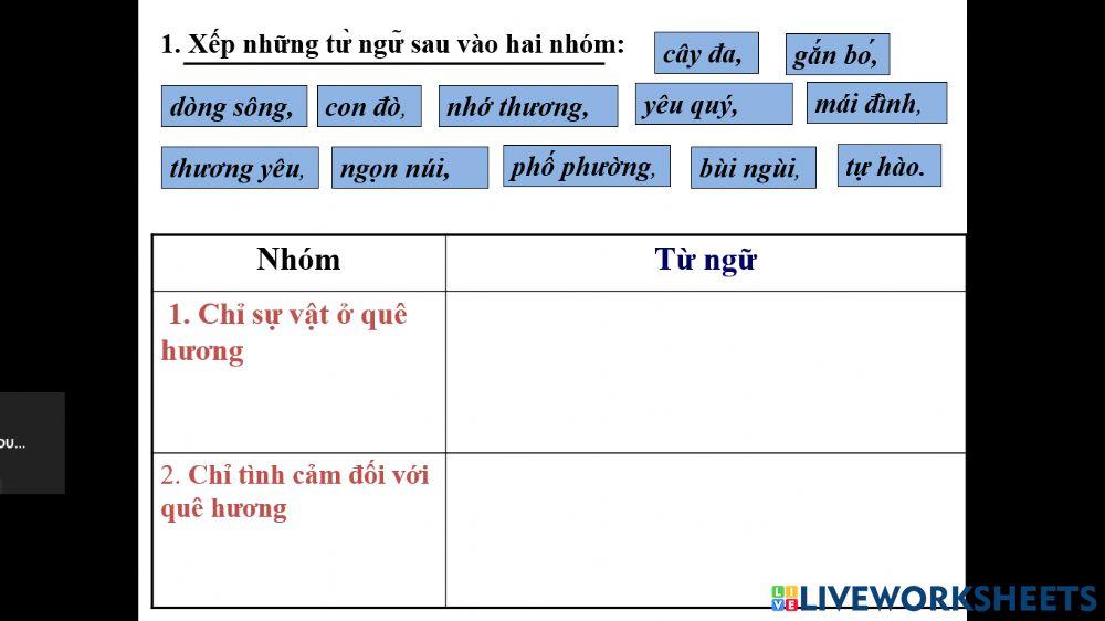 Tuần 11: Từ ngữ về quê hương