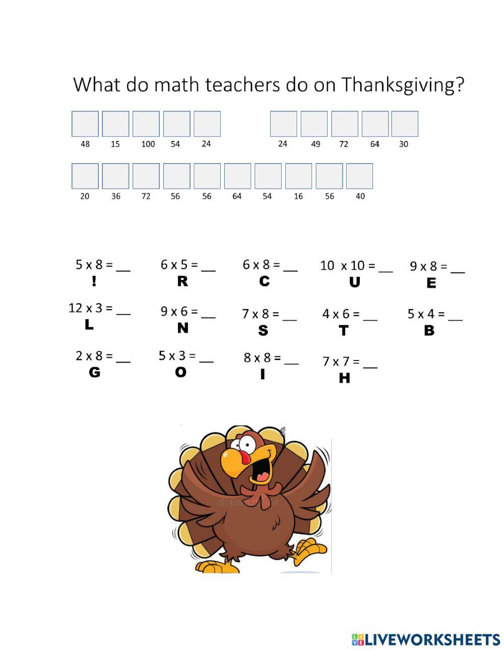 Thanksgiving Math online exercise for | Live Worksheets
