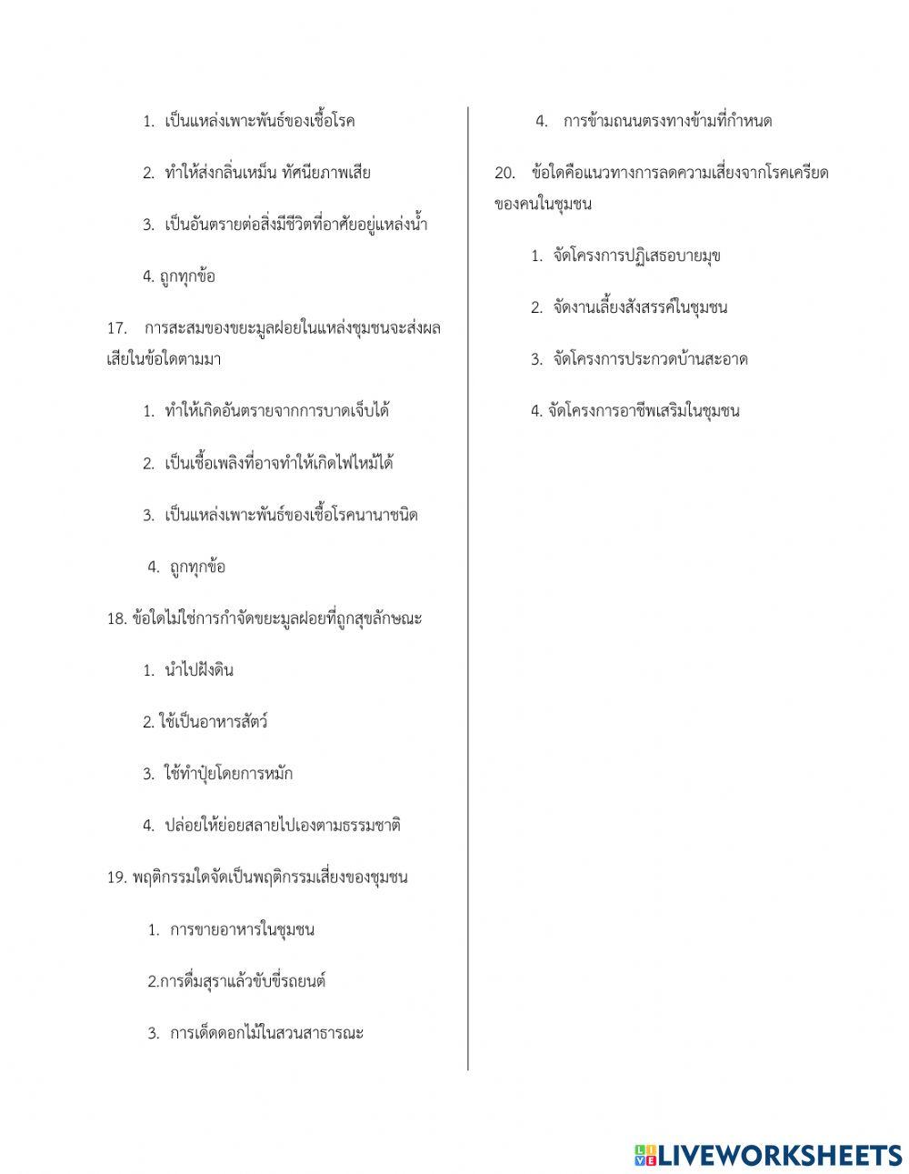 ใบงานเรื่องความปลอดภัยในชุมชน ม.5