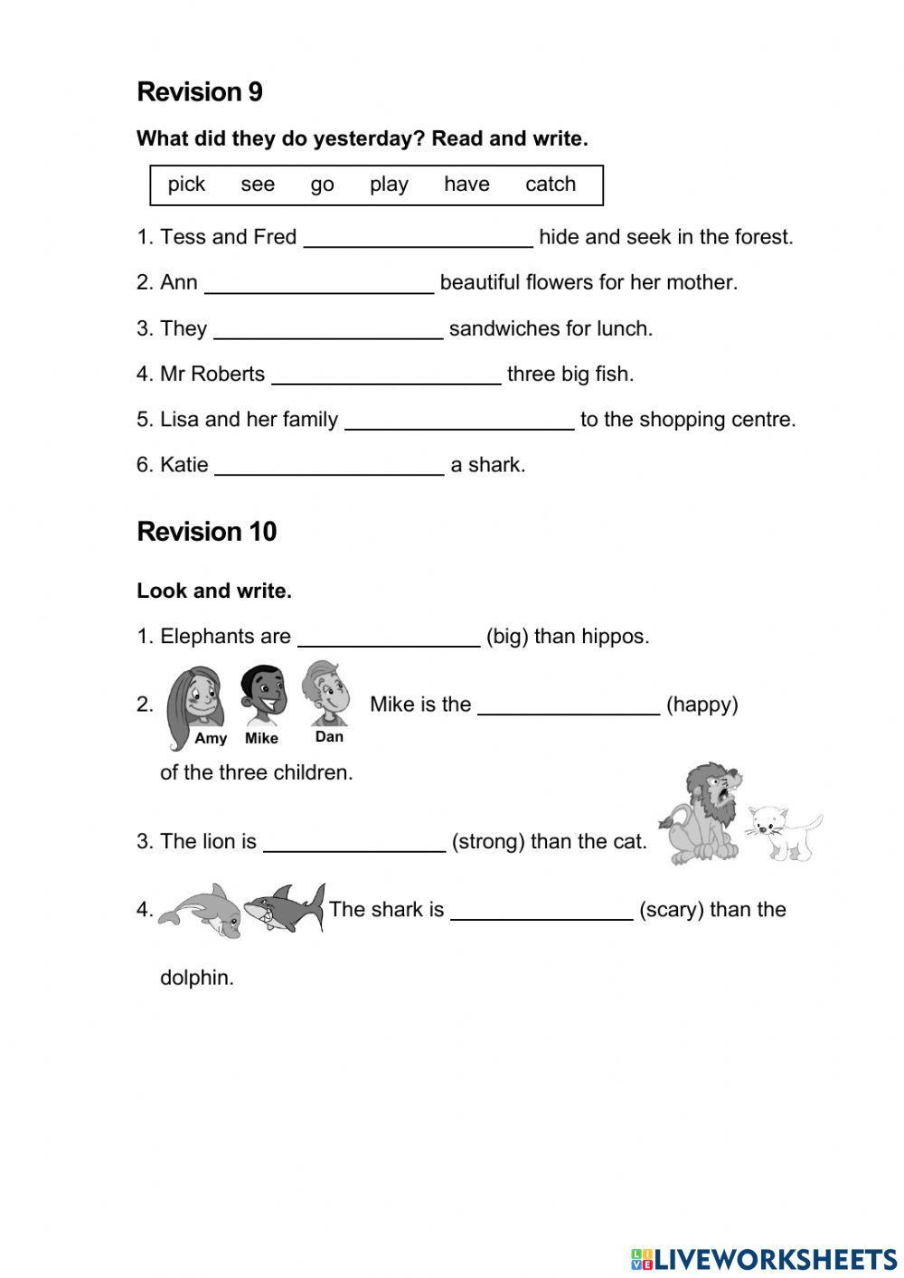 Y3 Revision 8,9,10 worksheet | Live Worksheets