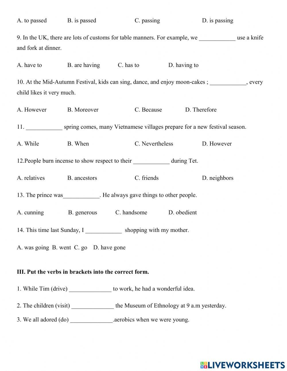 Monthly test - Grade 8 - month 11