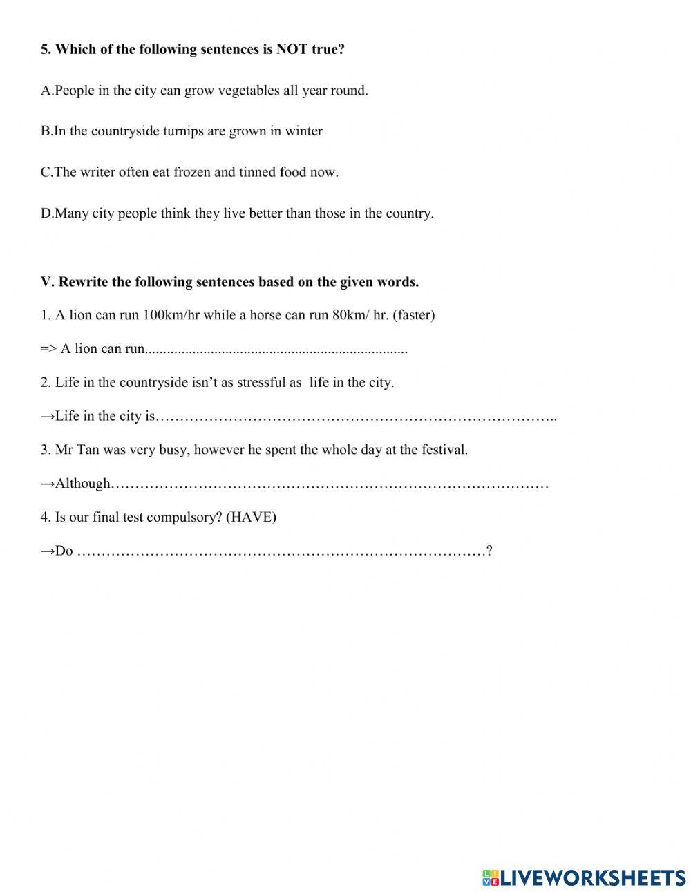 Monthly test - Grade 8 - month 11