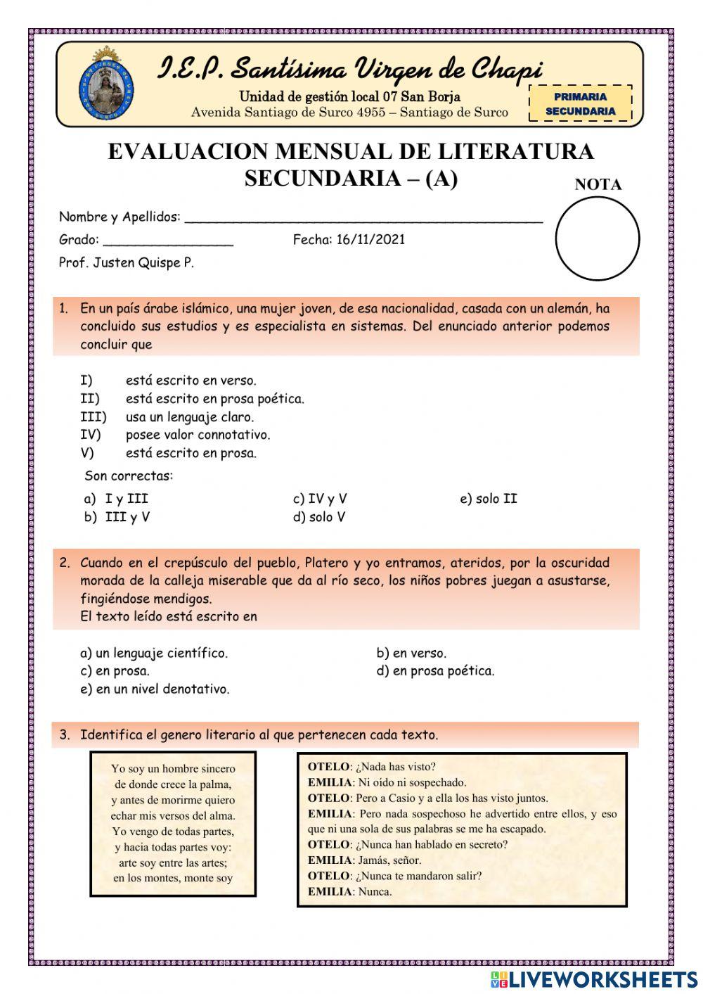 Examen mensual SEC-A (LIT)