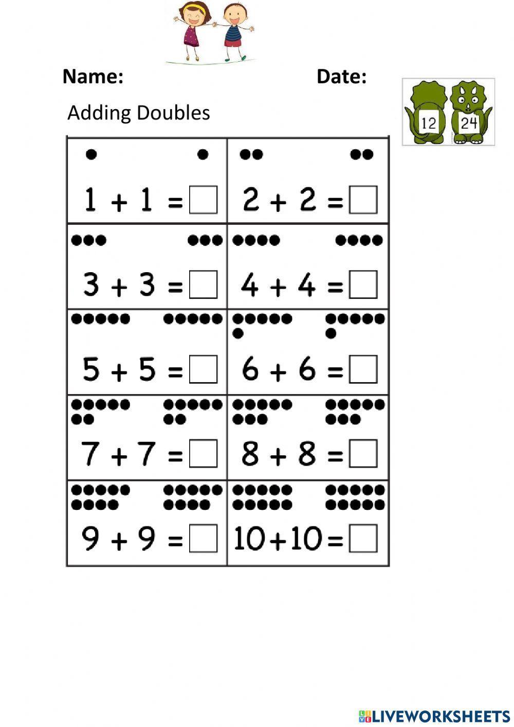 1652656 Adding Doubles Grace Vogt LiveWorksheets