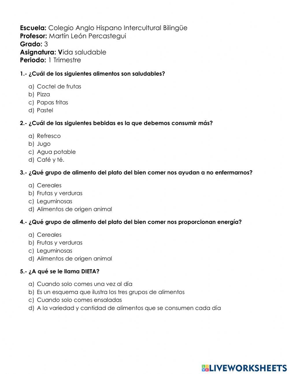 Examen Vida Saludable