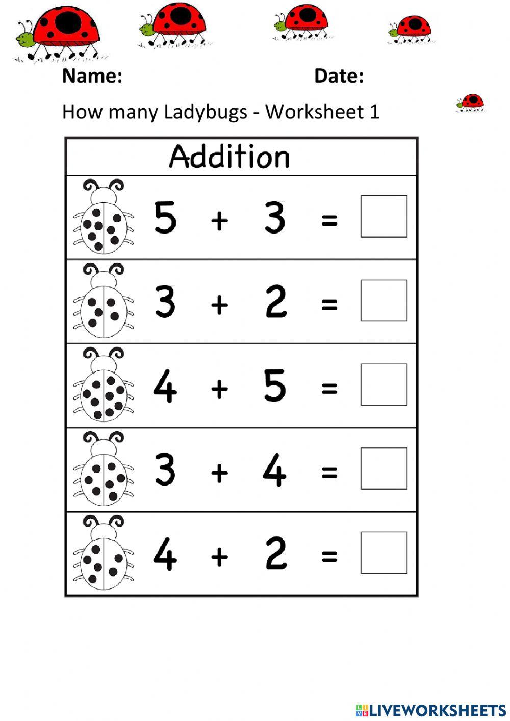 How Many ladybugs Worksheet 1