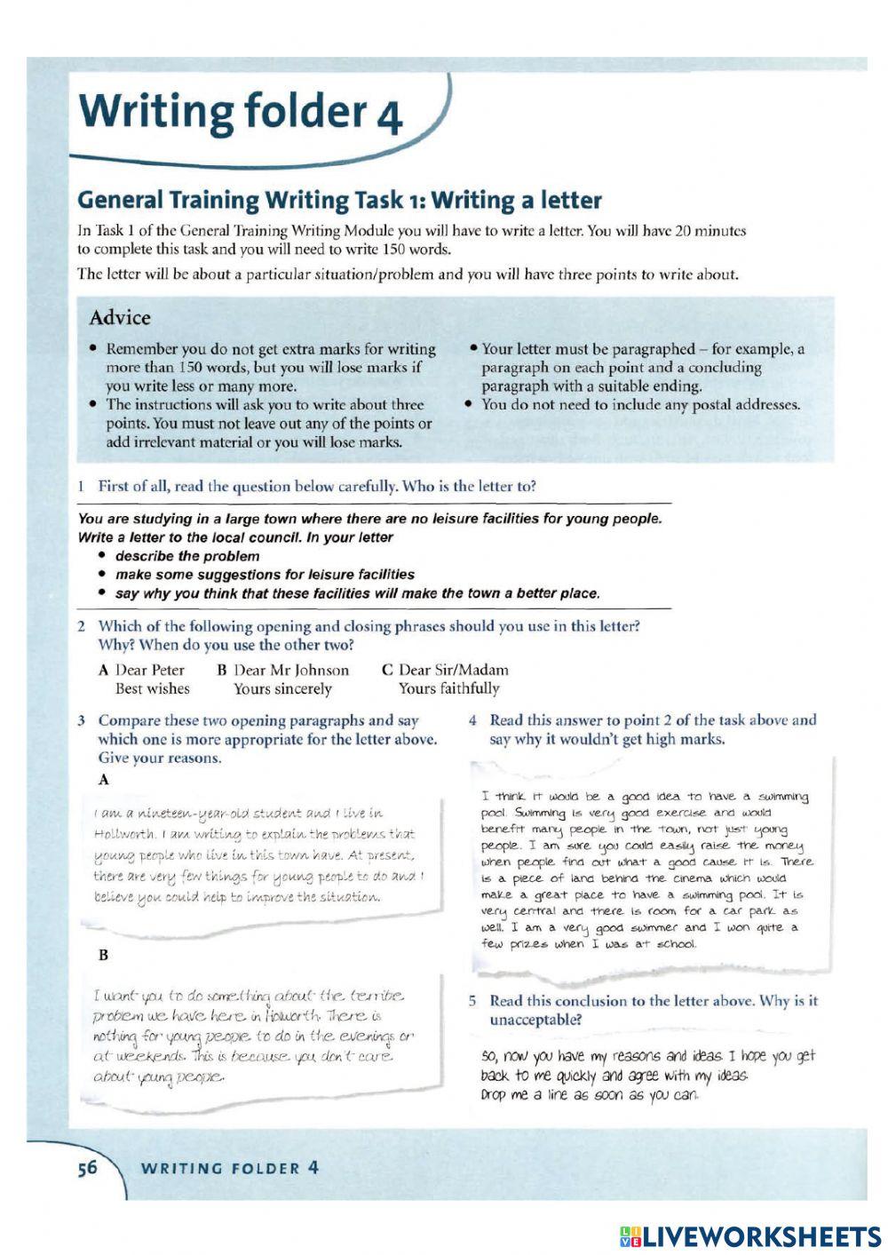 Write letter online exercise for live worksheets