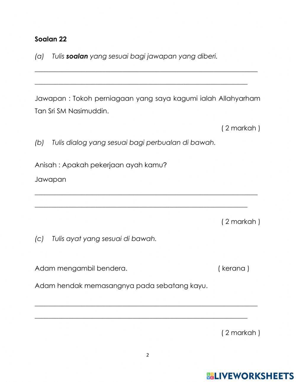 Upss bm tahun 5 BAHAGIAN B