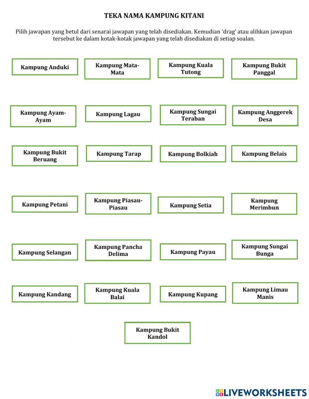 Kuiz MIB Teka Nama Kampung Kitani untuk pelajar-pelajar