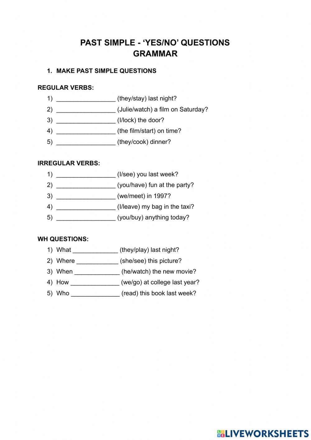 Past simple: questions