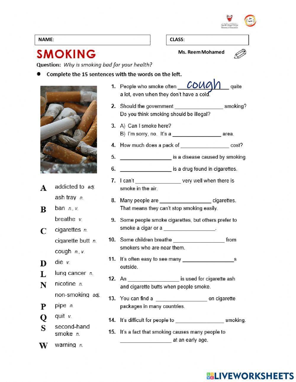 Unit 5. Opinion-led Essay - Smoking
