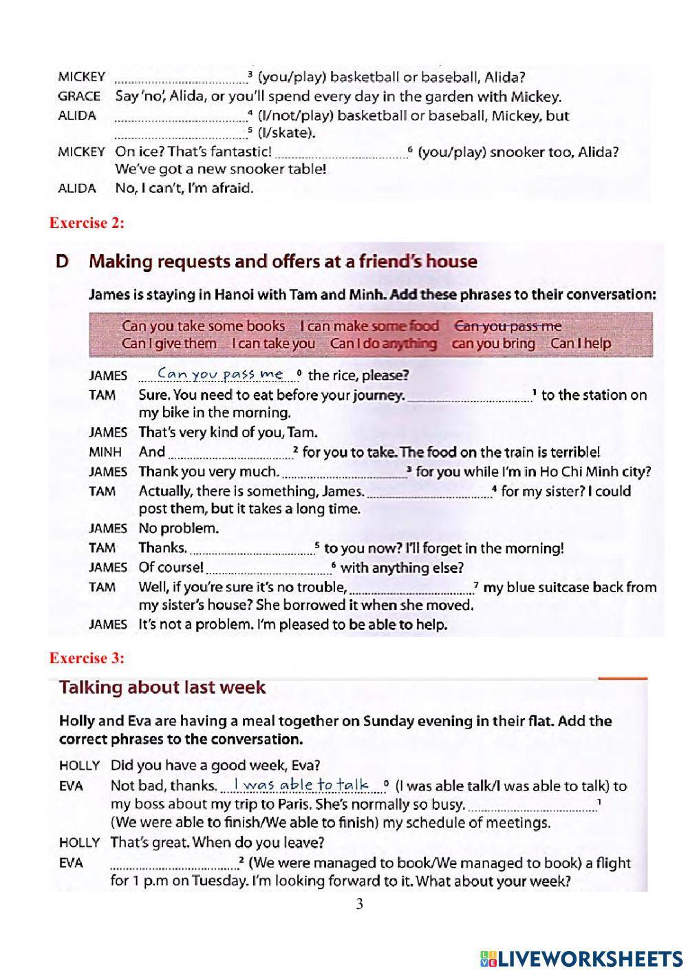 Can-Could-Was able to-Managed to