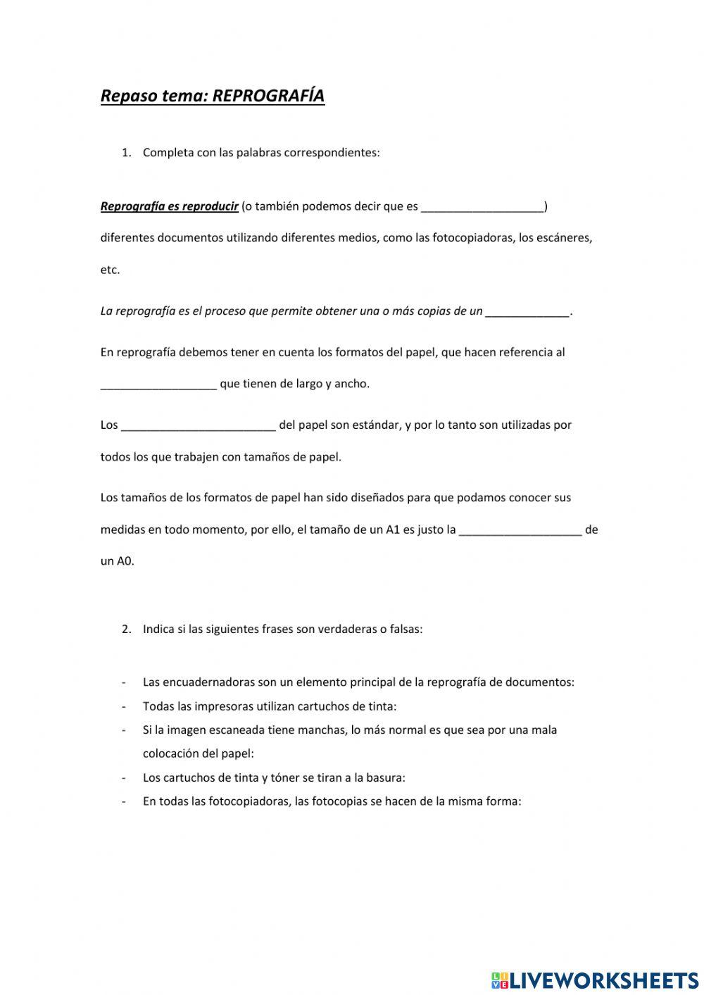 Repaso reprografía Repaso reprografía