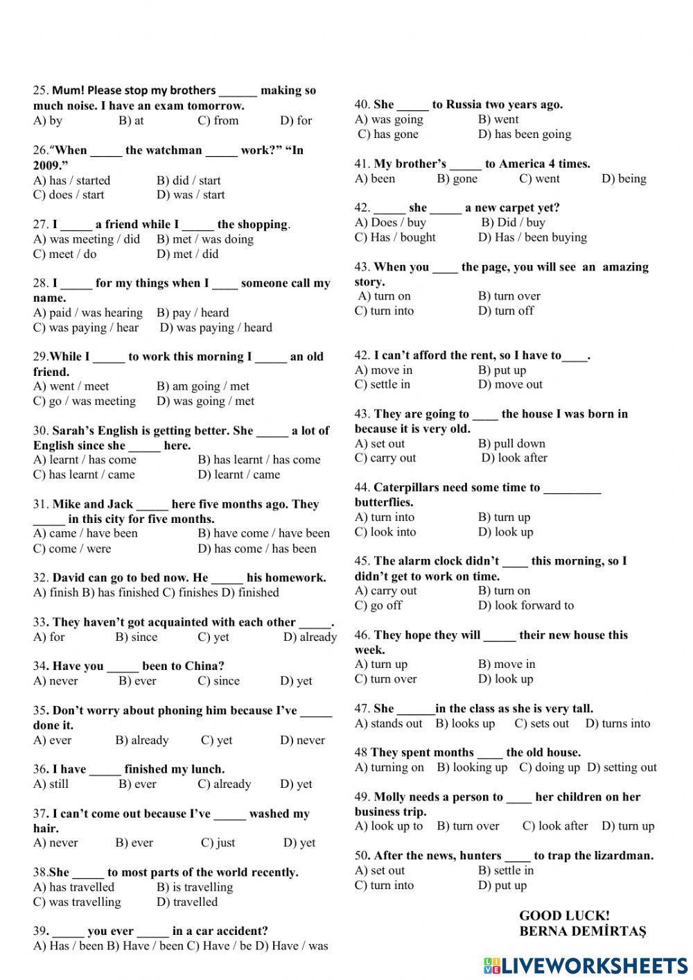 Revision test 1-TED-holiday