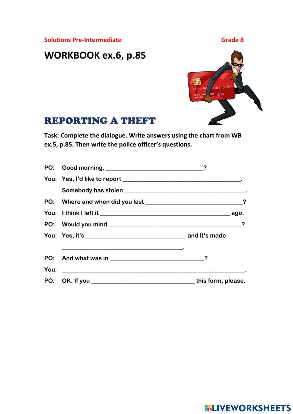Reporting a theft