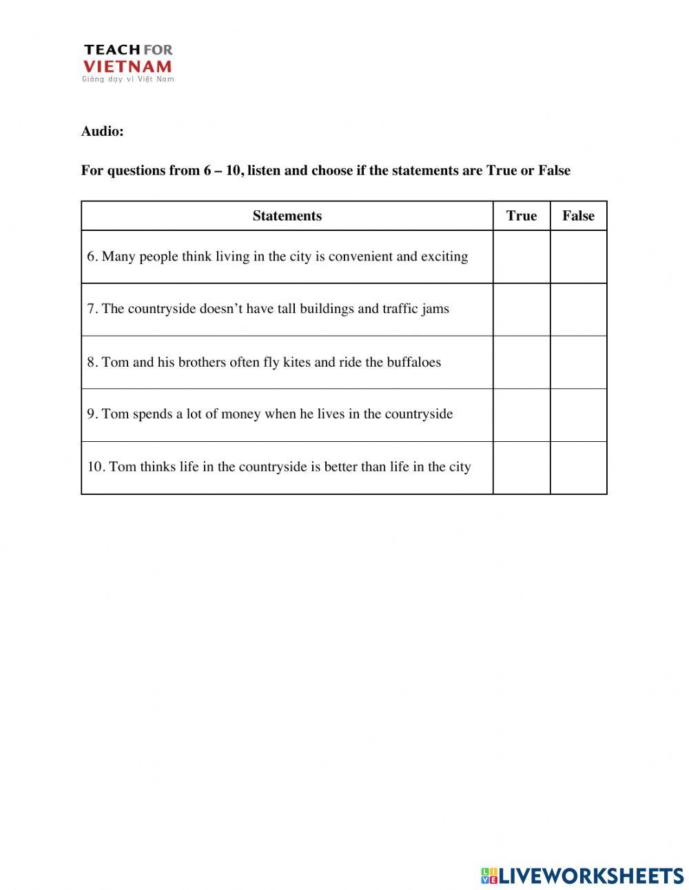 TFV Listening Test-Midterm-Grade 8