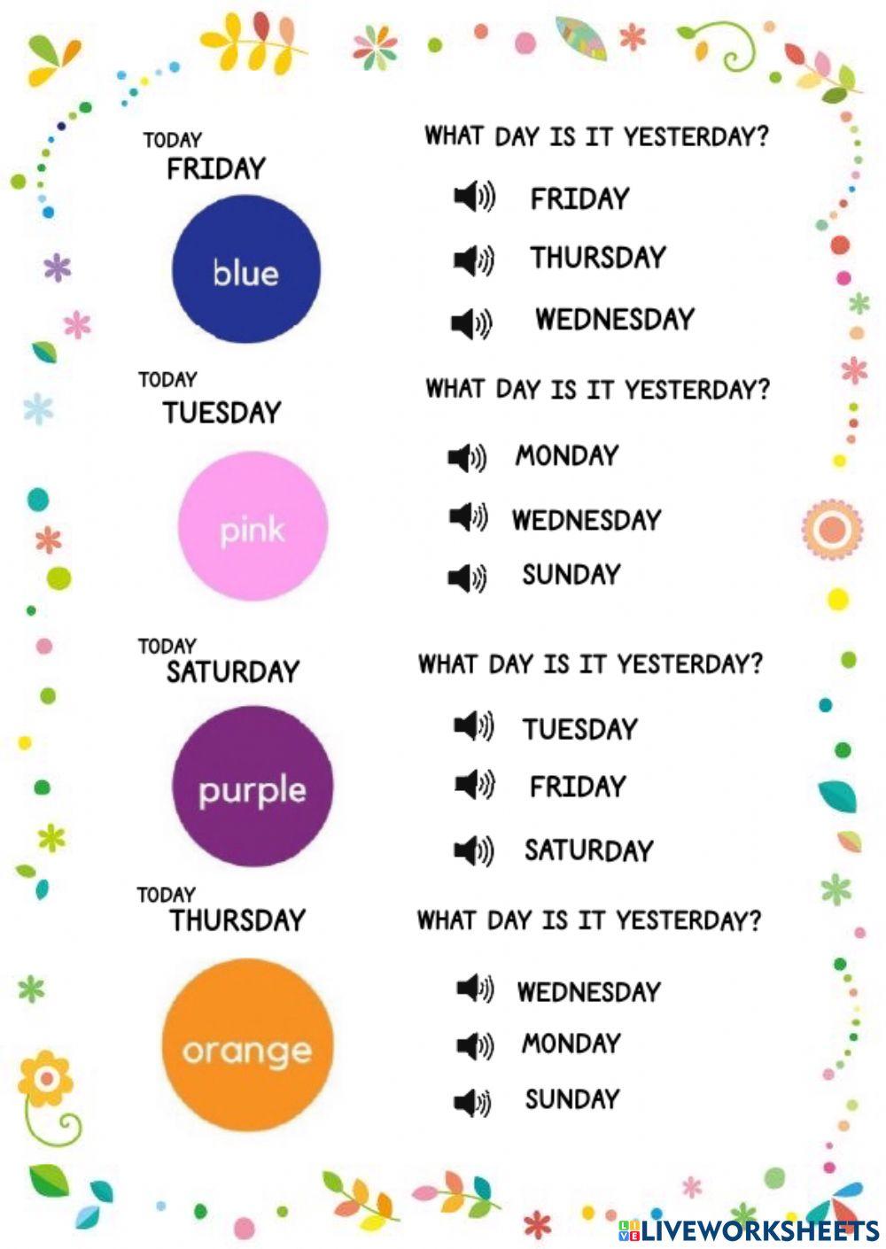 What day is it interactive worksheet | Live Worksheets