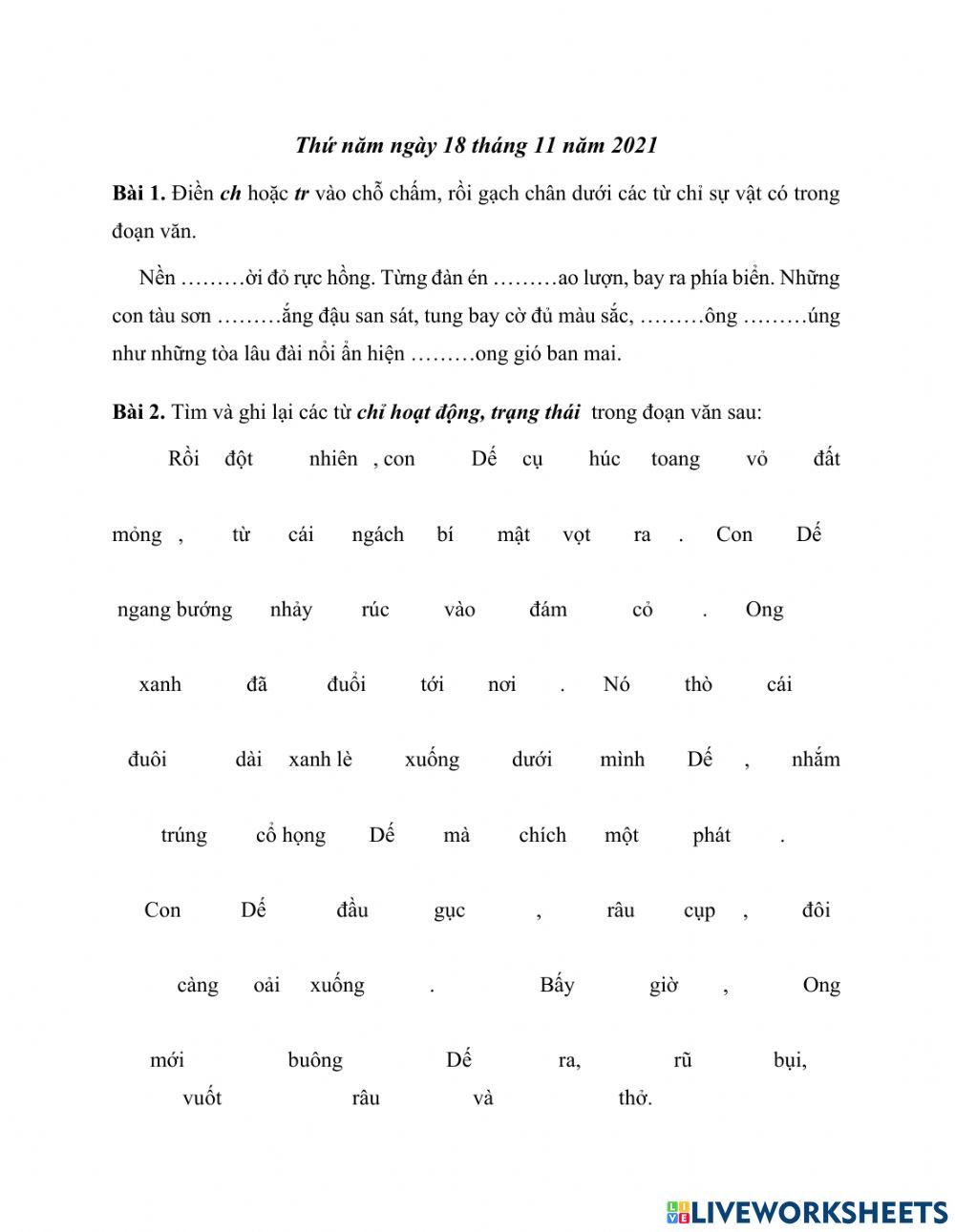 HDH tuần 12 tiếng việt thứ năm