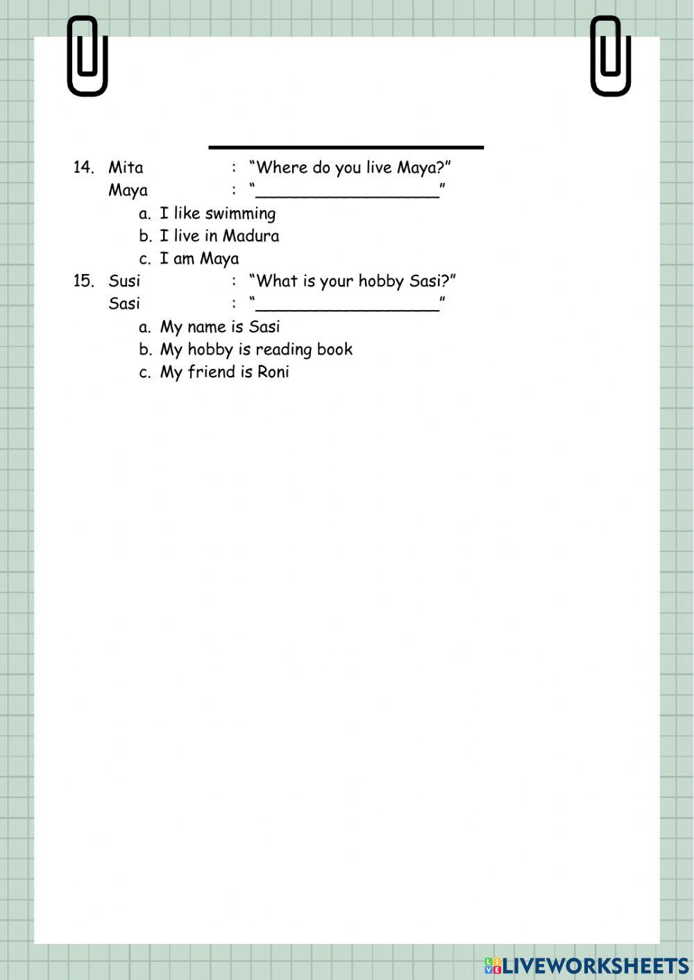 LKPD Bahasa Inggris Kelas 2 SD