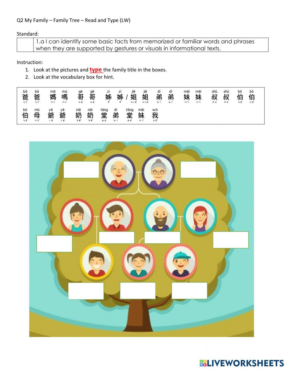Family Tree Tittle Typing Practice