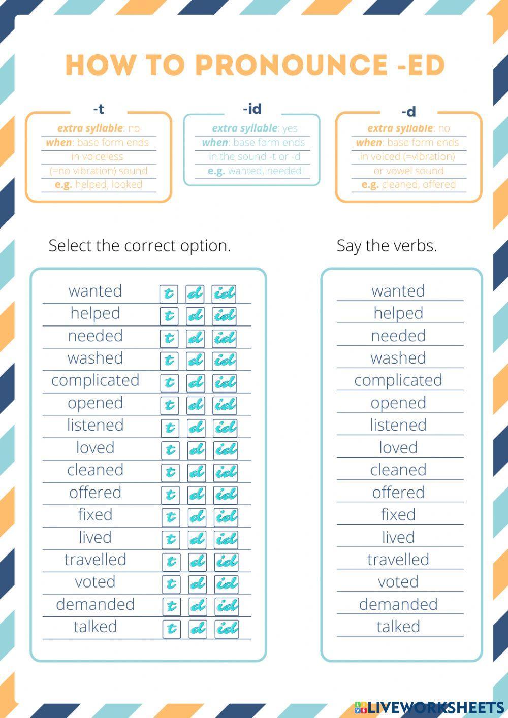 how to pronounce -ed