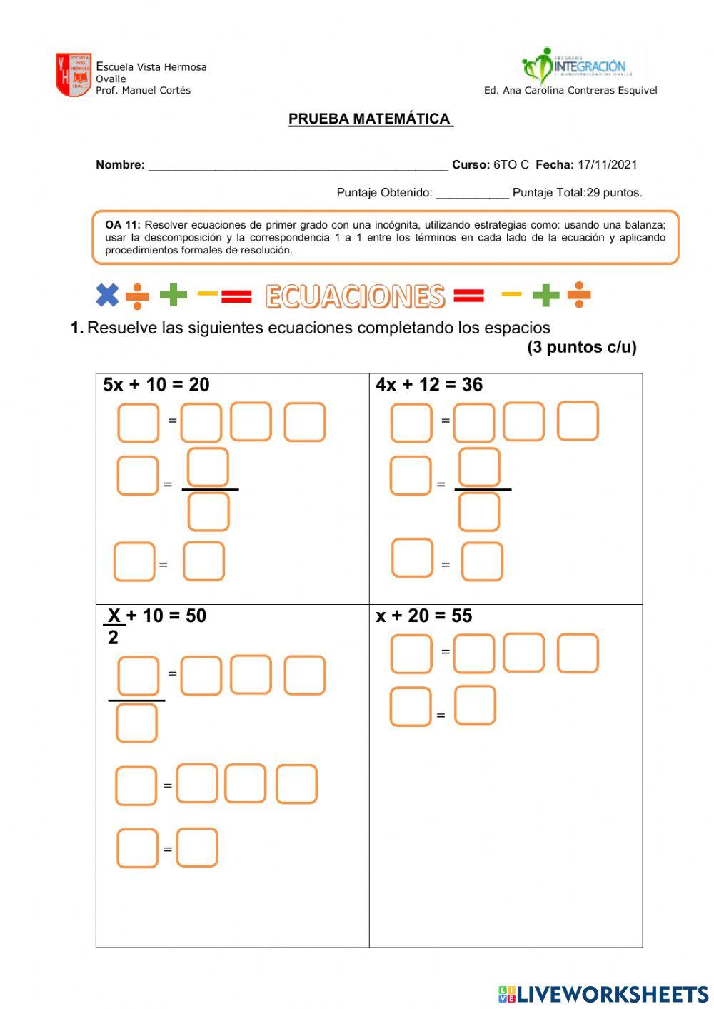 Evaluación ecuaciones pie
