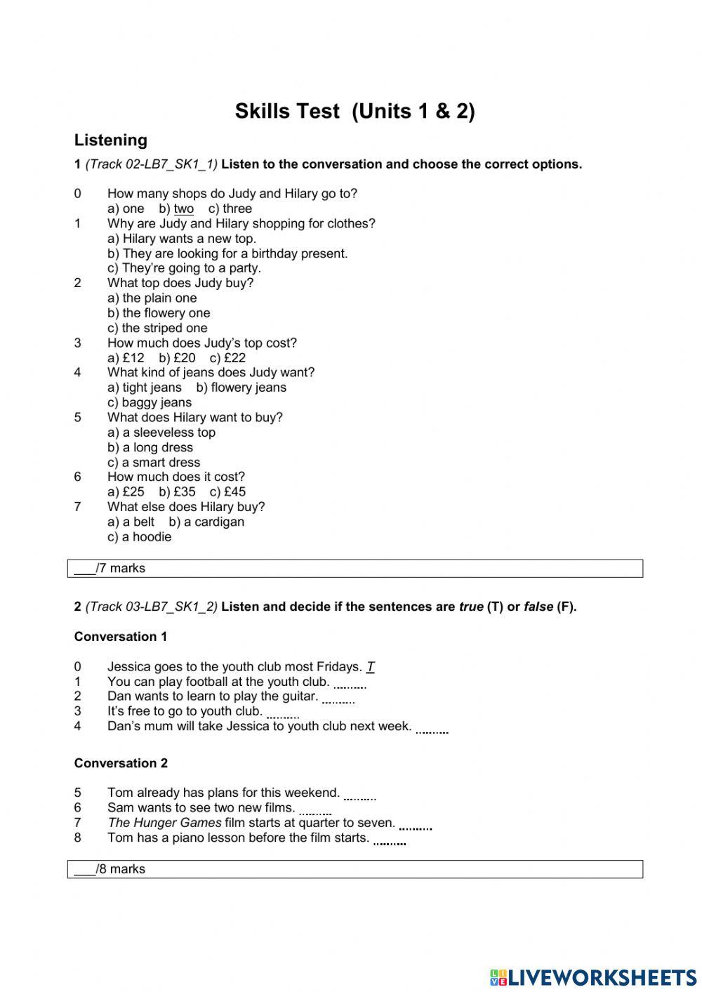 Skills test 1 - 7th gr