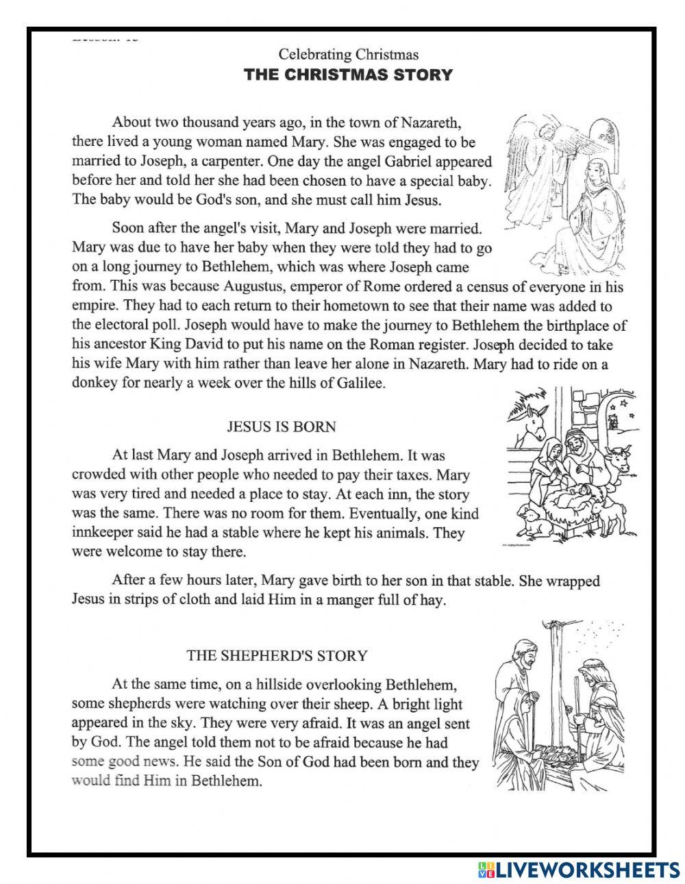 The Christmas Story Online Exercise For Live Worksheets the-christmas-story-online-exercise-for-live-worksheets