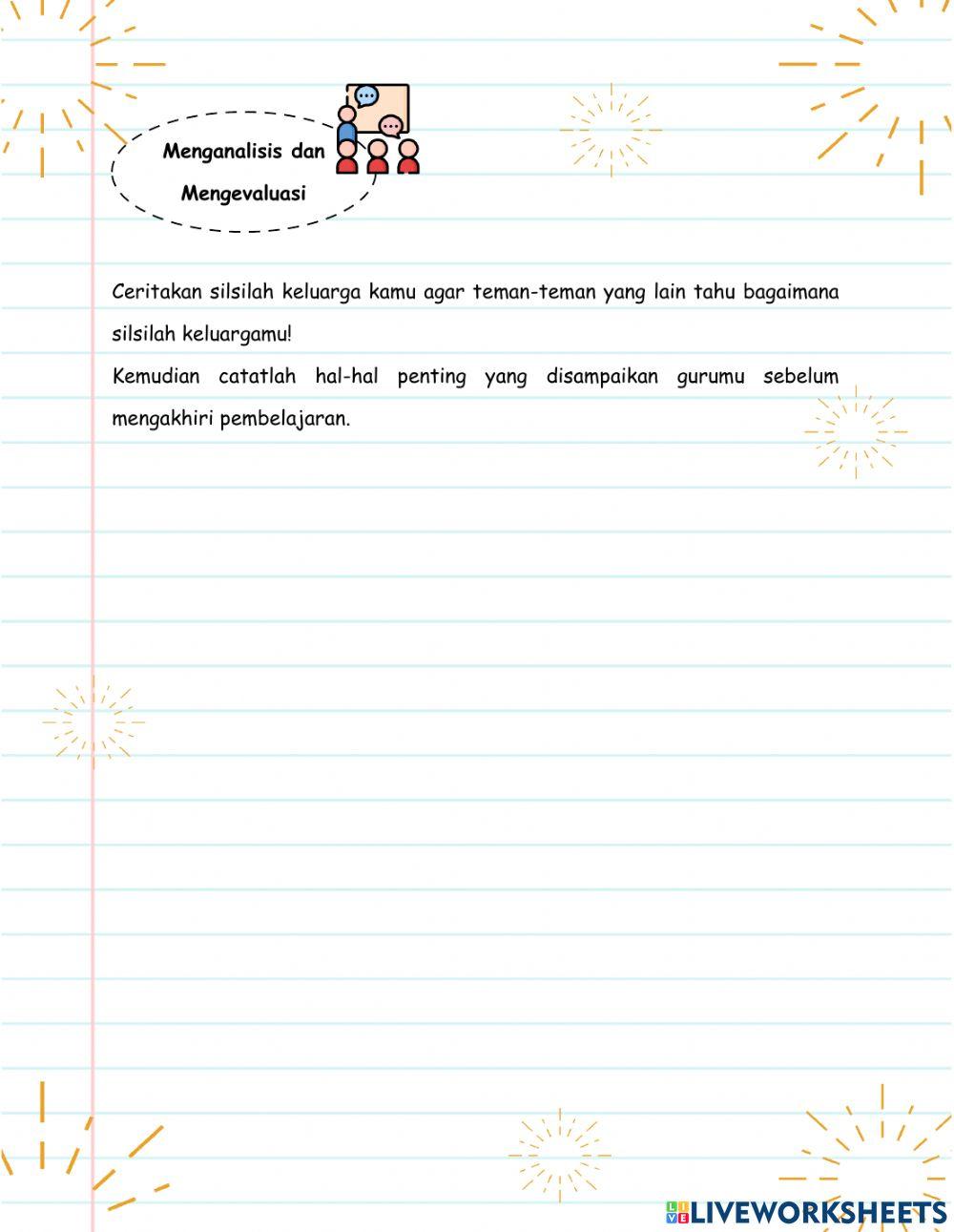 Kelas 1 Tema 4 Subtema 1 Pembelajaran 5 Silsilah Keluarga