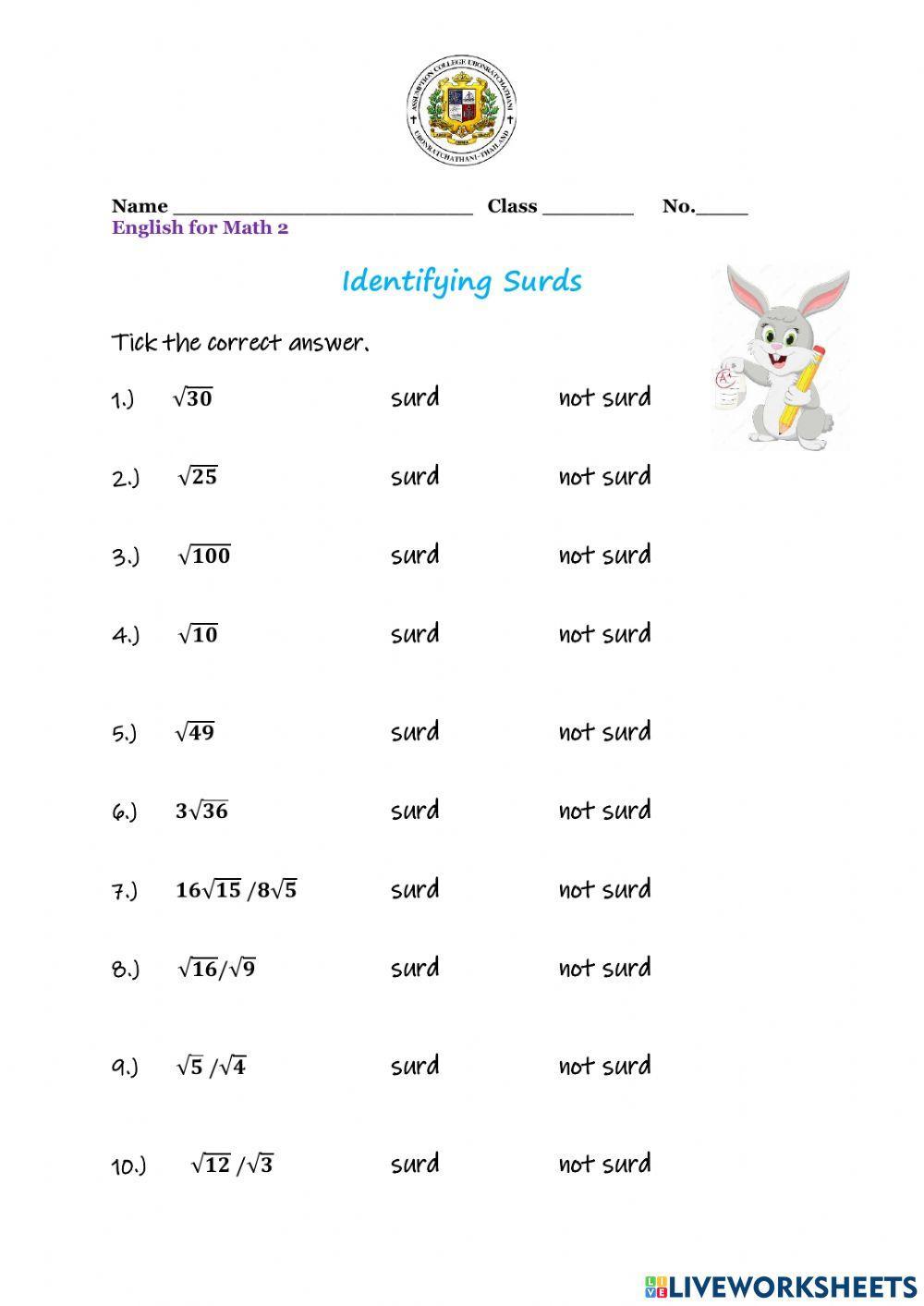 Identifying Surds