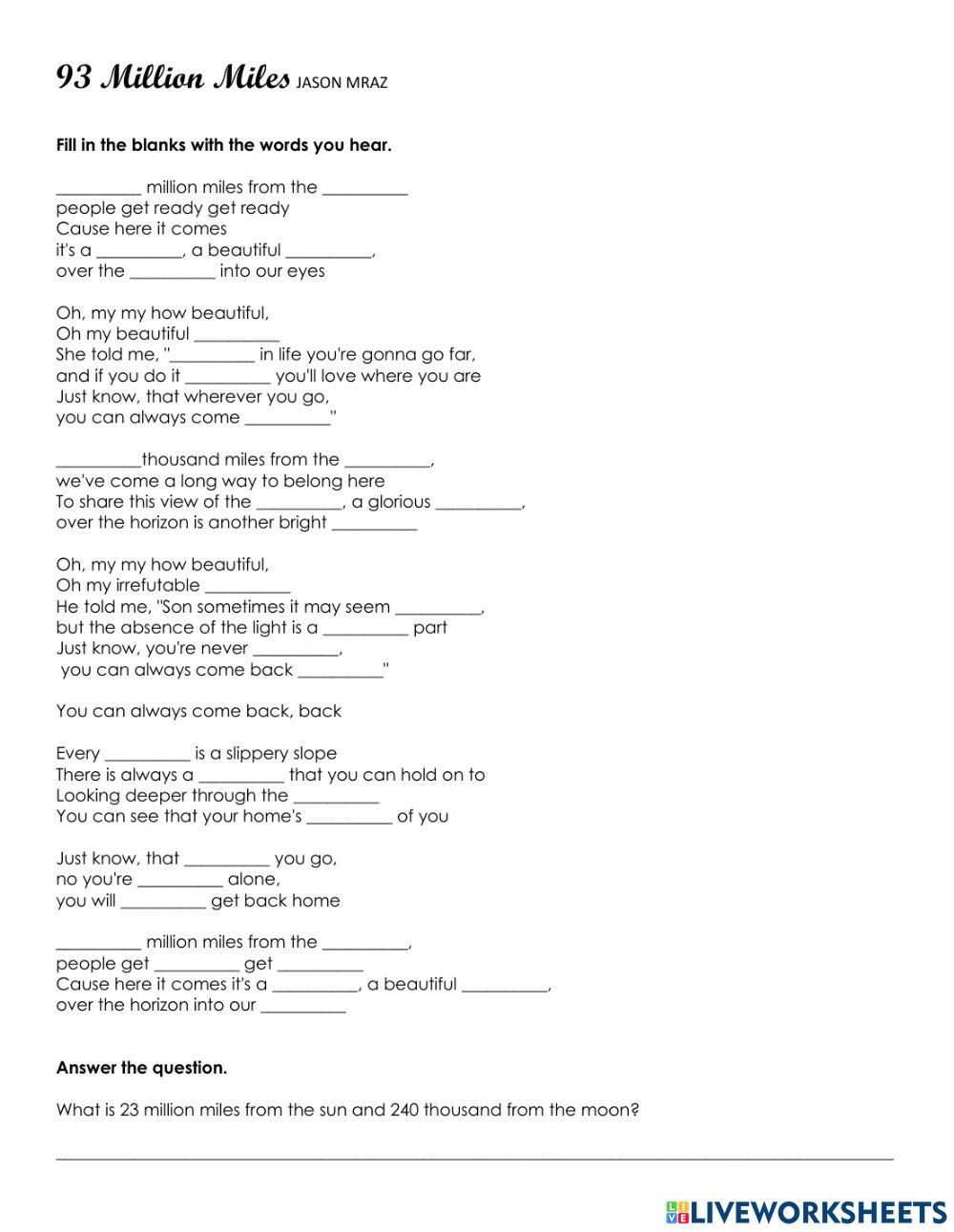 jason-mraz-93-million-miles-worksheet-live-worksheets