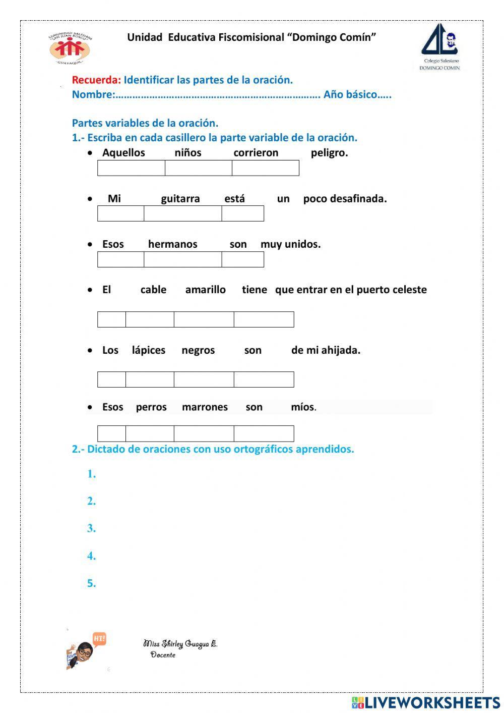 Partes variables de una oración