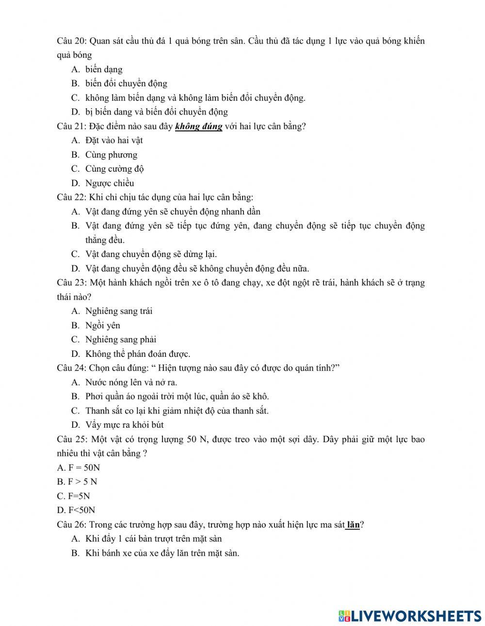 Kiểm tra GK lớp 8