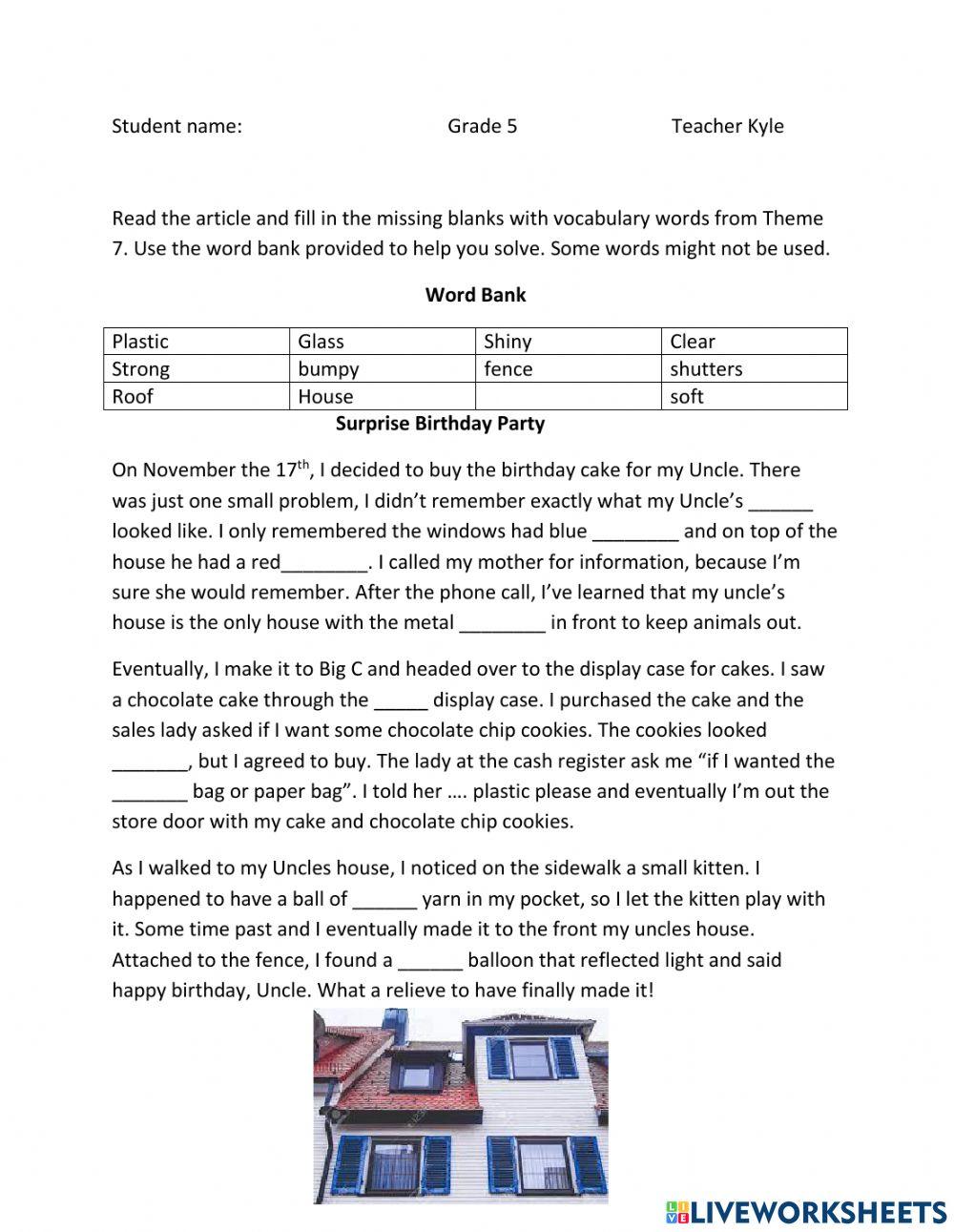 grade 5 review article online exercise for | Live Worksheets