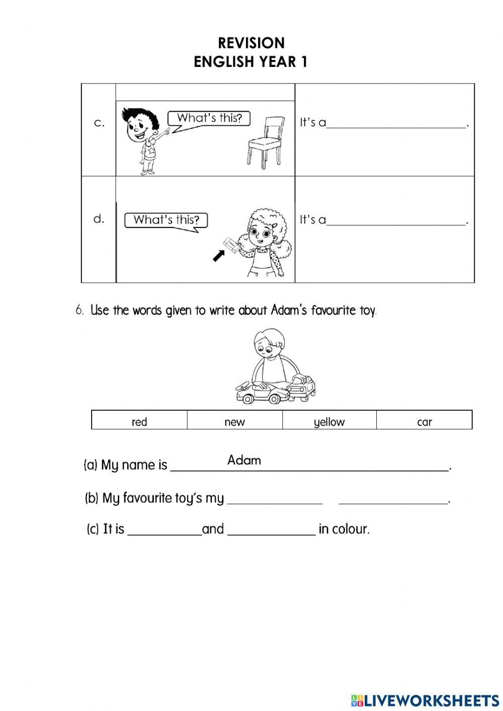 Revision English Year 1