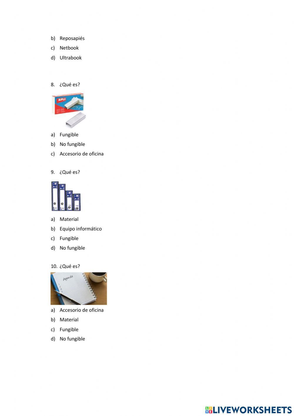 Material y equipos de oficina