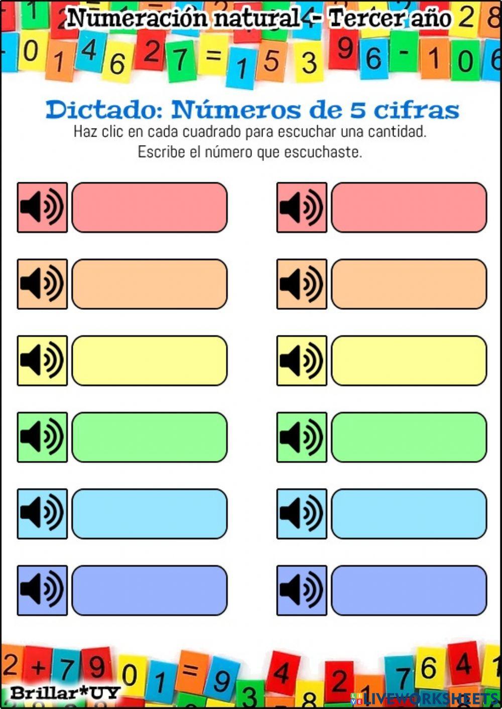 Dictado de números 5 cifras