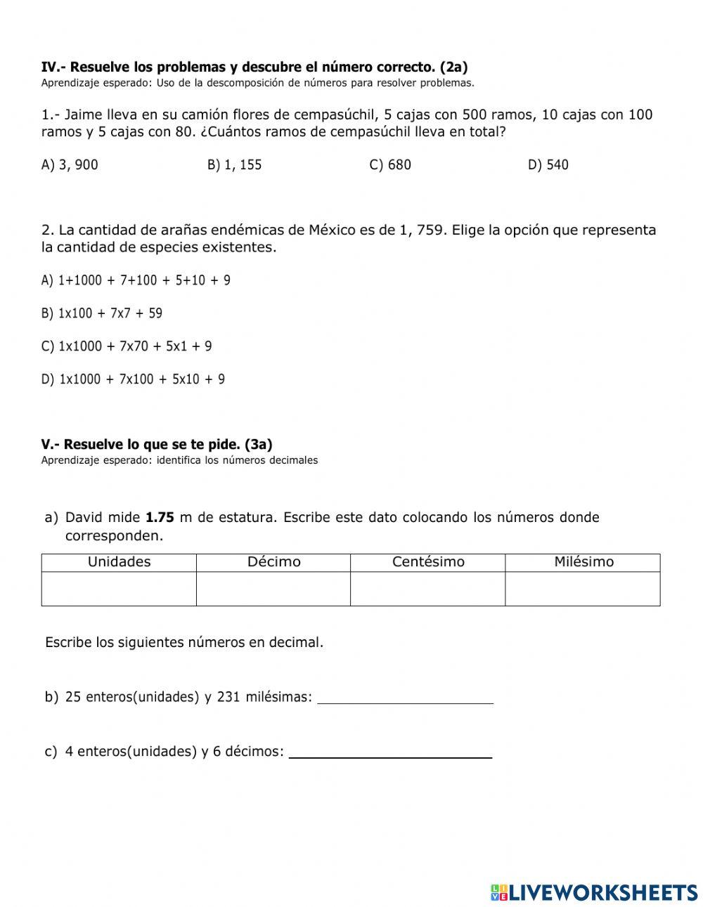 Evaluación Trimestral Matemáticas
