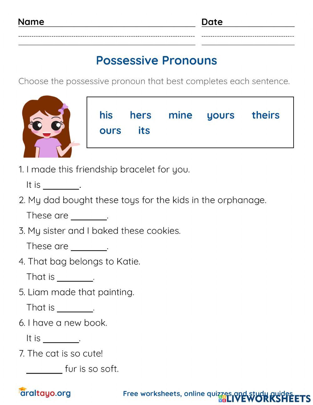 Possessive Pronouns Worksheet