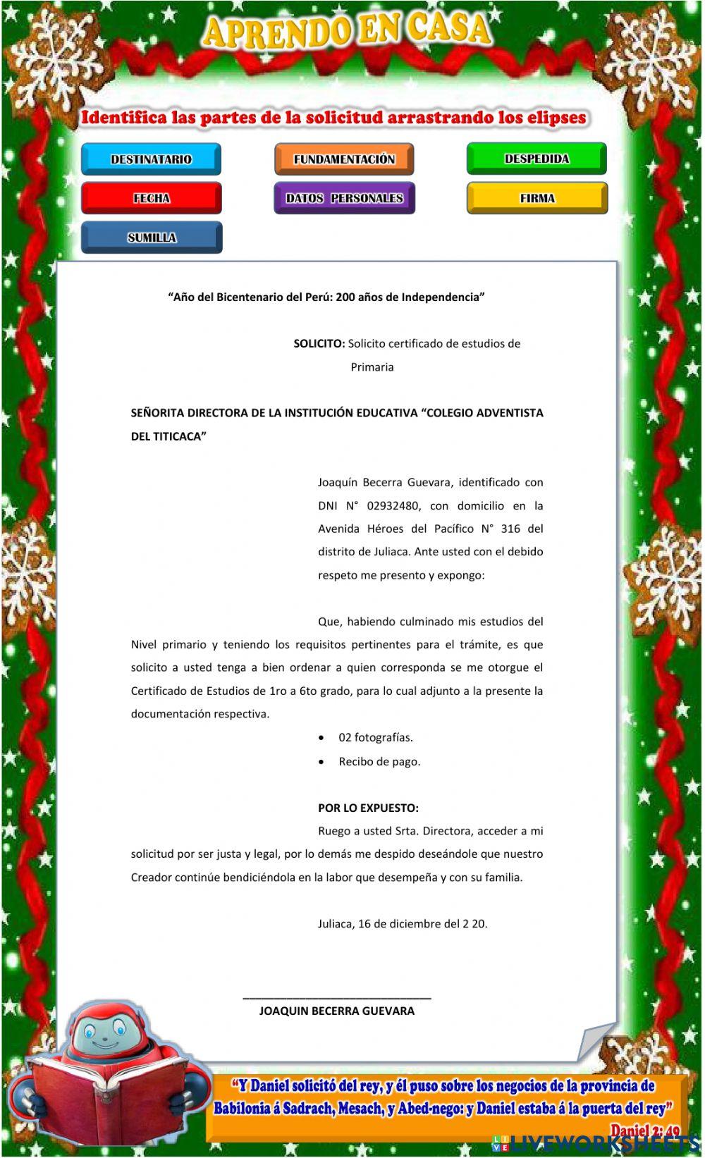 Elementos de una solicitud y redacción