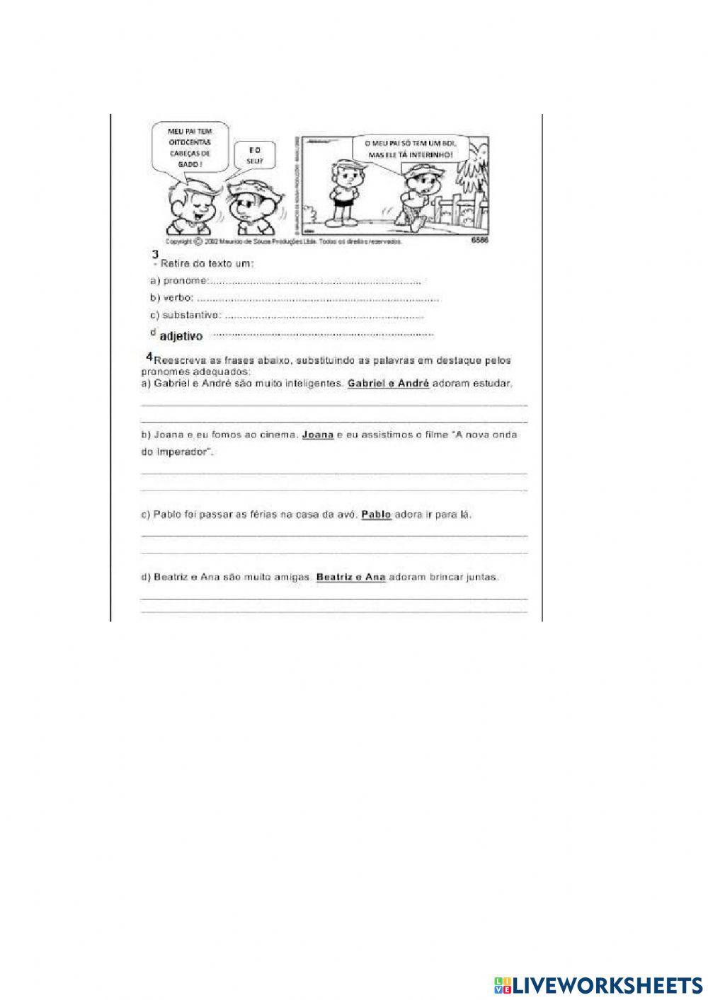 Identificando pronomes