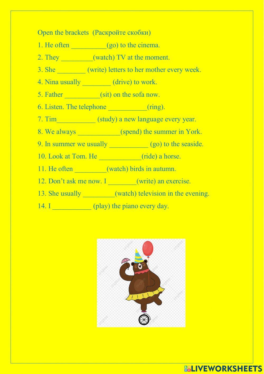 Present Simple Present Continuous Affirmative