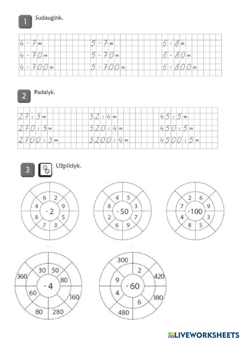 Dauginimas ir dalinimas iš 10, 100