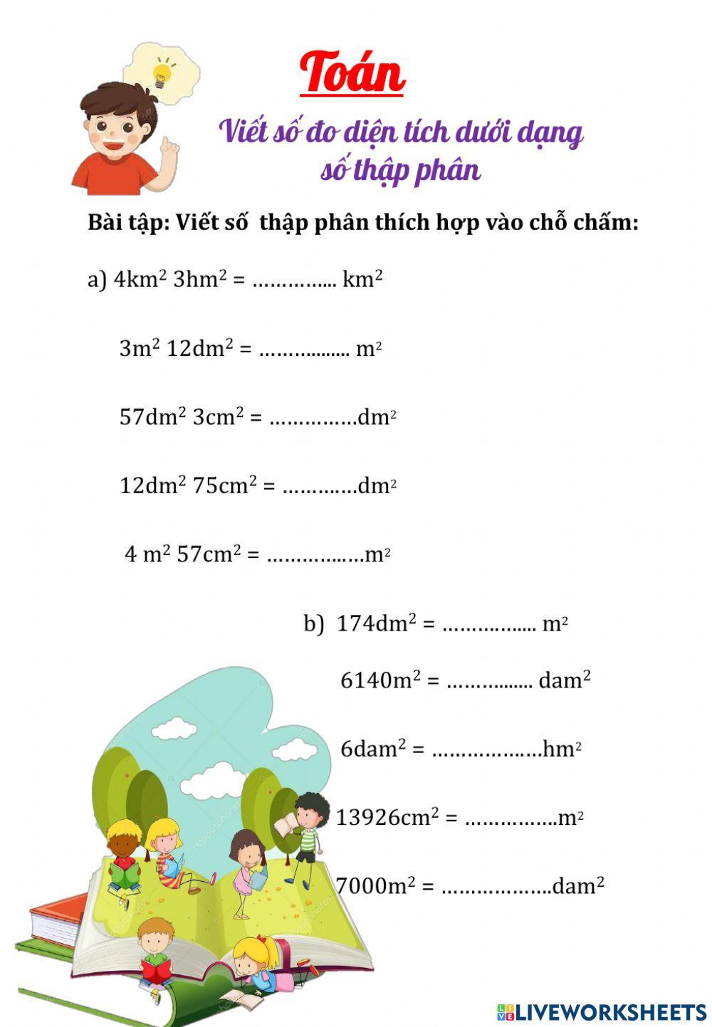 T9-toán - viết số đo diện tích dưới dạng stp