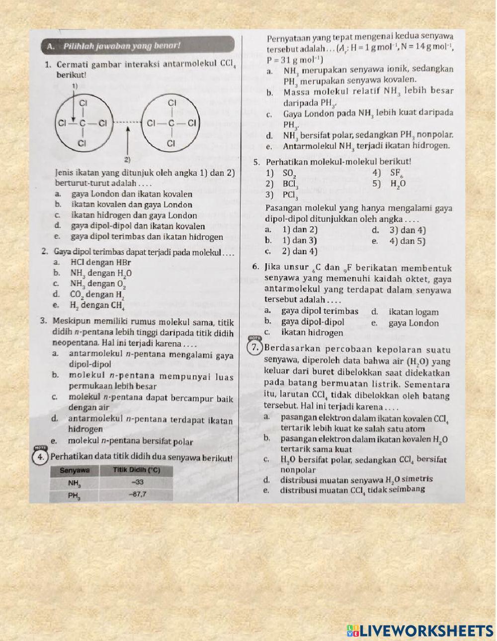 Bentuk molekul dan gaya antar molekul