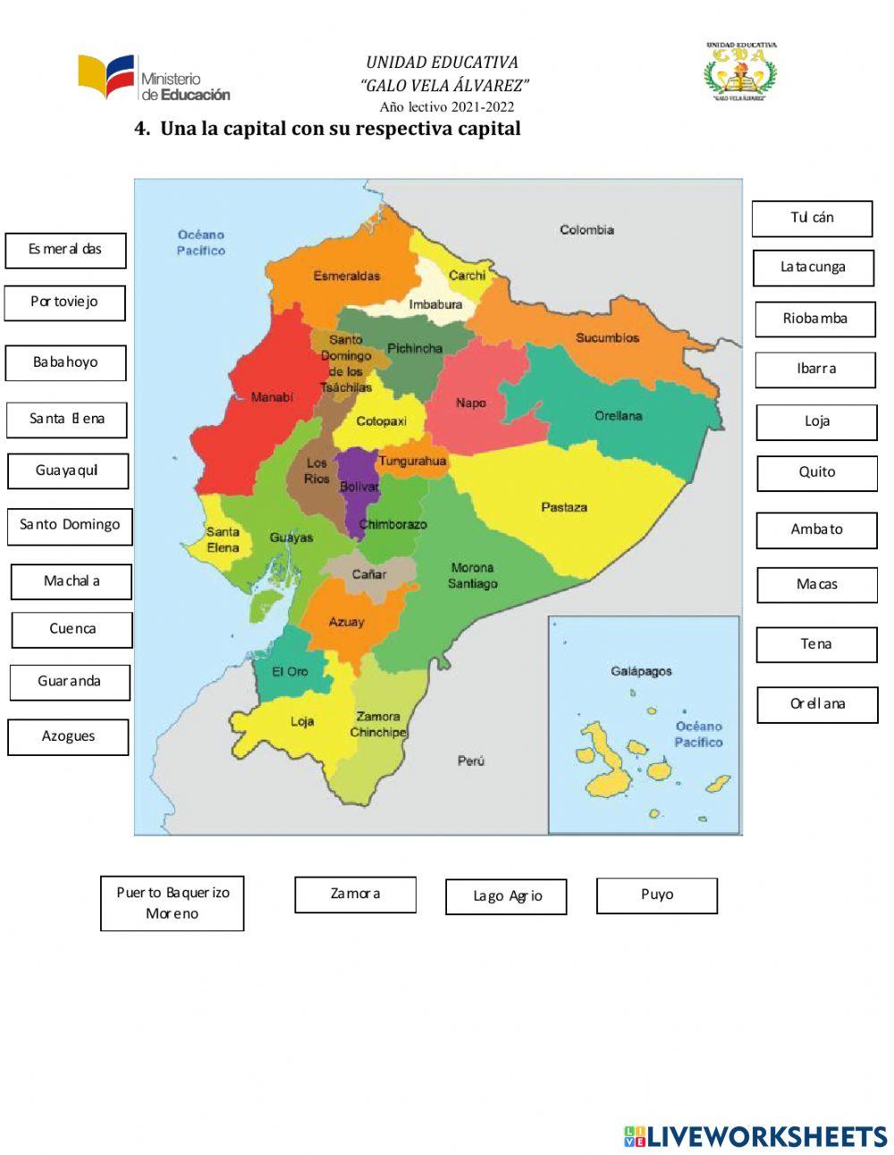 Ecuador territorial, provincias y capitales
