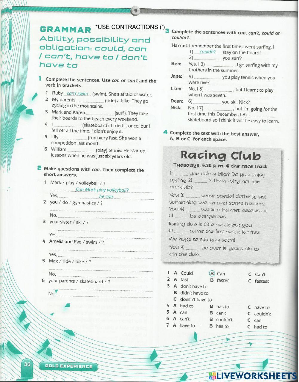 Gold Experience UNIT 7