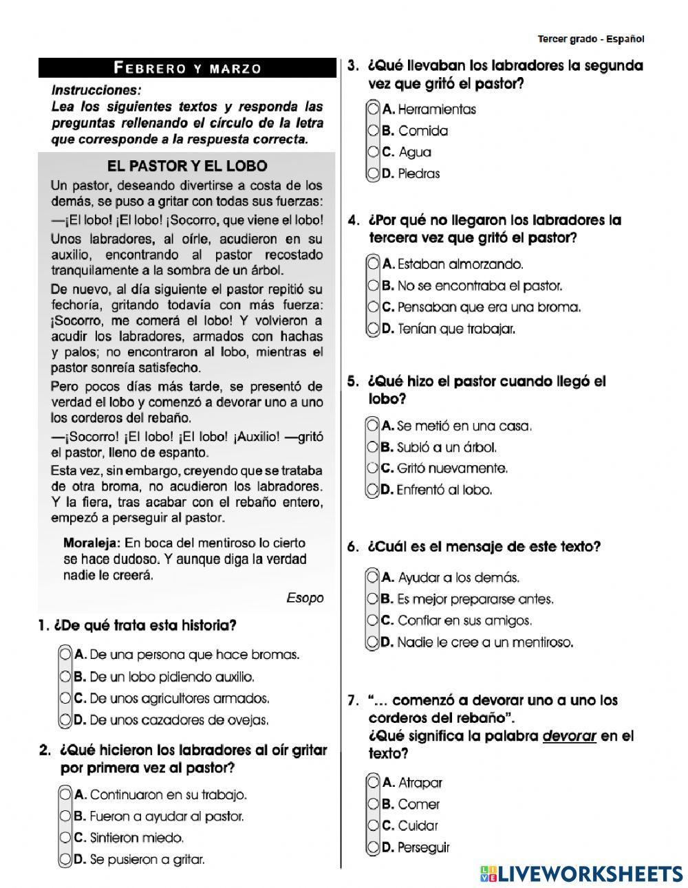 prueba formativa-tercer grado-Febrero-Marzo